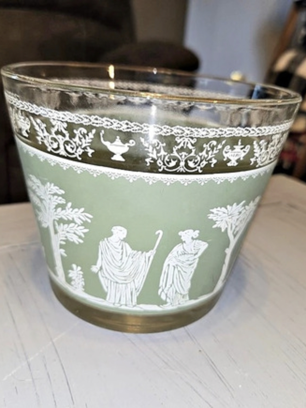Green & Clear Glass Decorative Vessel